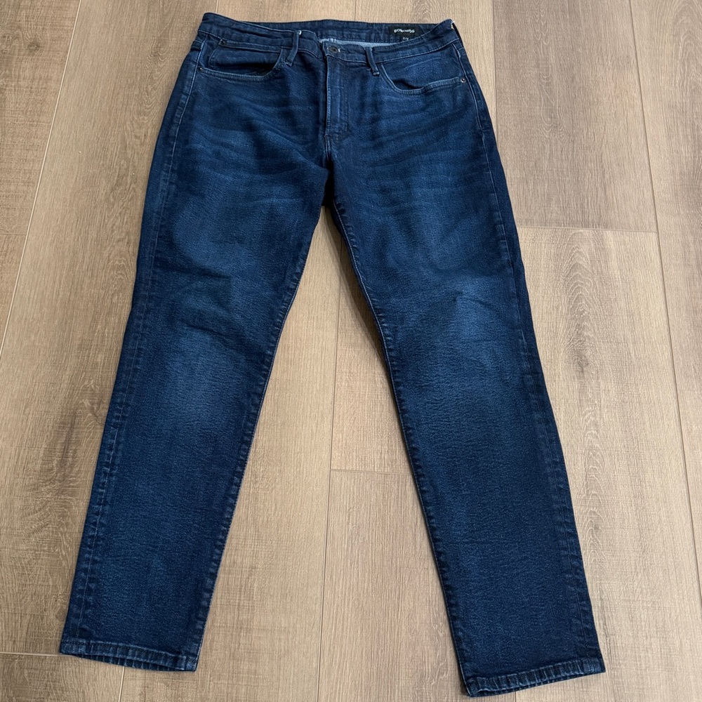 Bonobos Blue Jean Mens Athletic Fit Dark Wash Denim Straight Stretch 33x29‎ Zip
